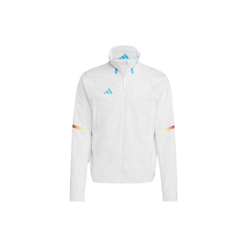 Adidas Solid Color Zip High Neck Long Sleeve Jacket Men jackets White HT3402