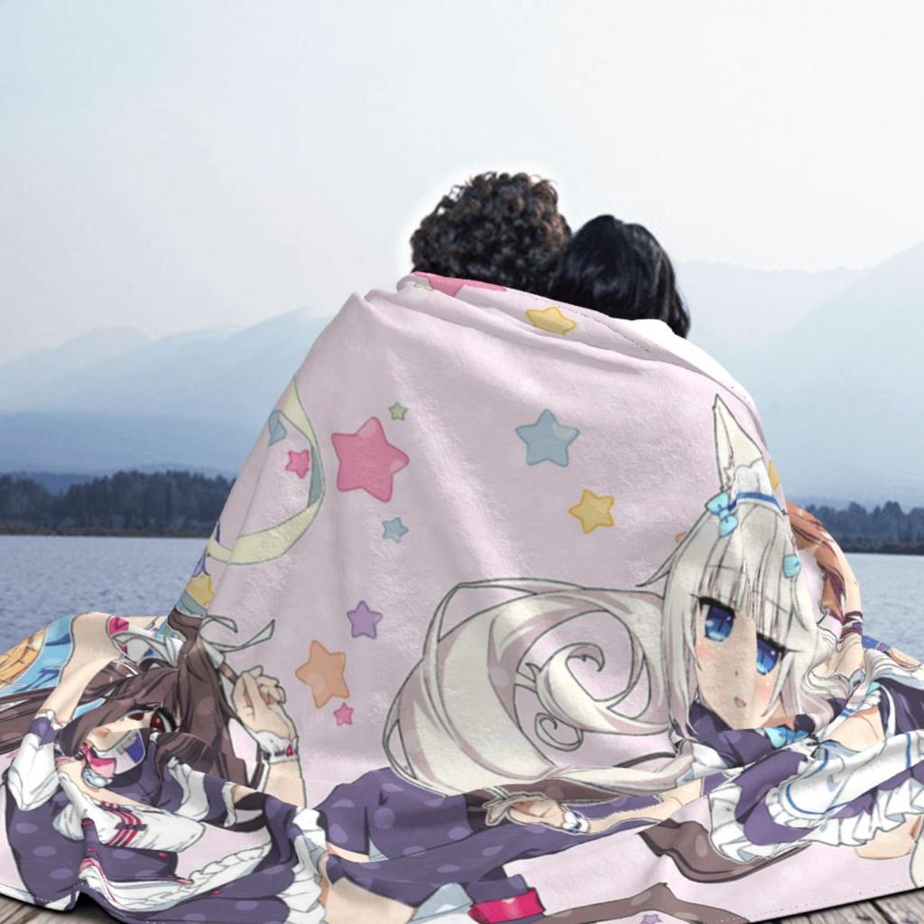 Nekopara Anime Otaku Blankets Fleece Decoration chocola vanilla Portable Super Soft Throw Blanket Bedding Couch Bedding Throws