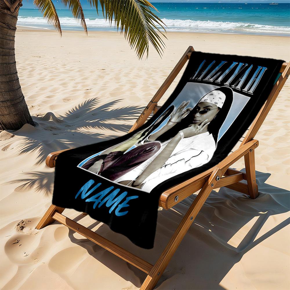 Aaliyah's Fashion Icon Customize Text Beach Towel Super Soft & Absorbent Portable for SwimmingBeachCamping Travel Beach AccessoriesGym