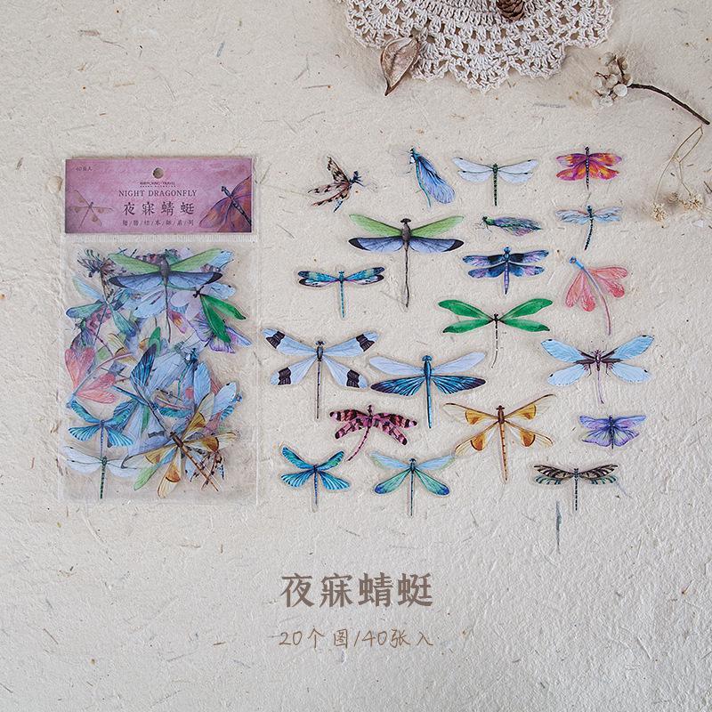 40 PCS Vintage Butterfly PET Transparent Stickers Set Butterflies Resin Decals for Scrapbook DIY Crafts Laptops