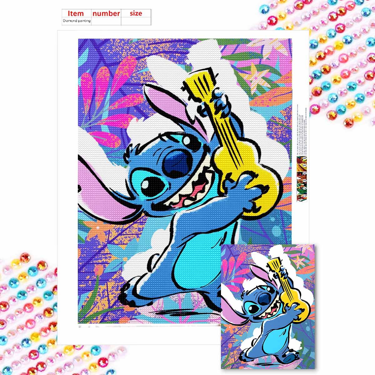 

Full Round Diamond Painting Stitch Playing The Guitar Art Rhinestone Picture Mosaic DIY 5D Cross Stitch Embroidery Home Decoration Round 20x30cm