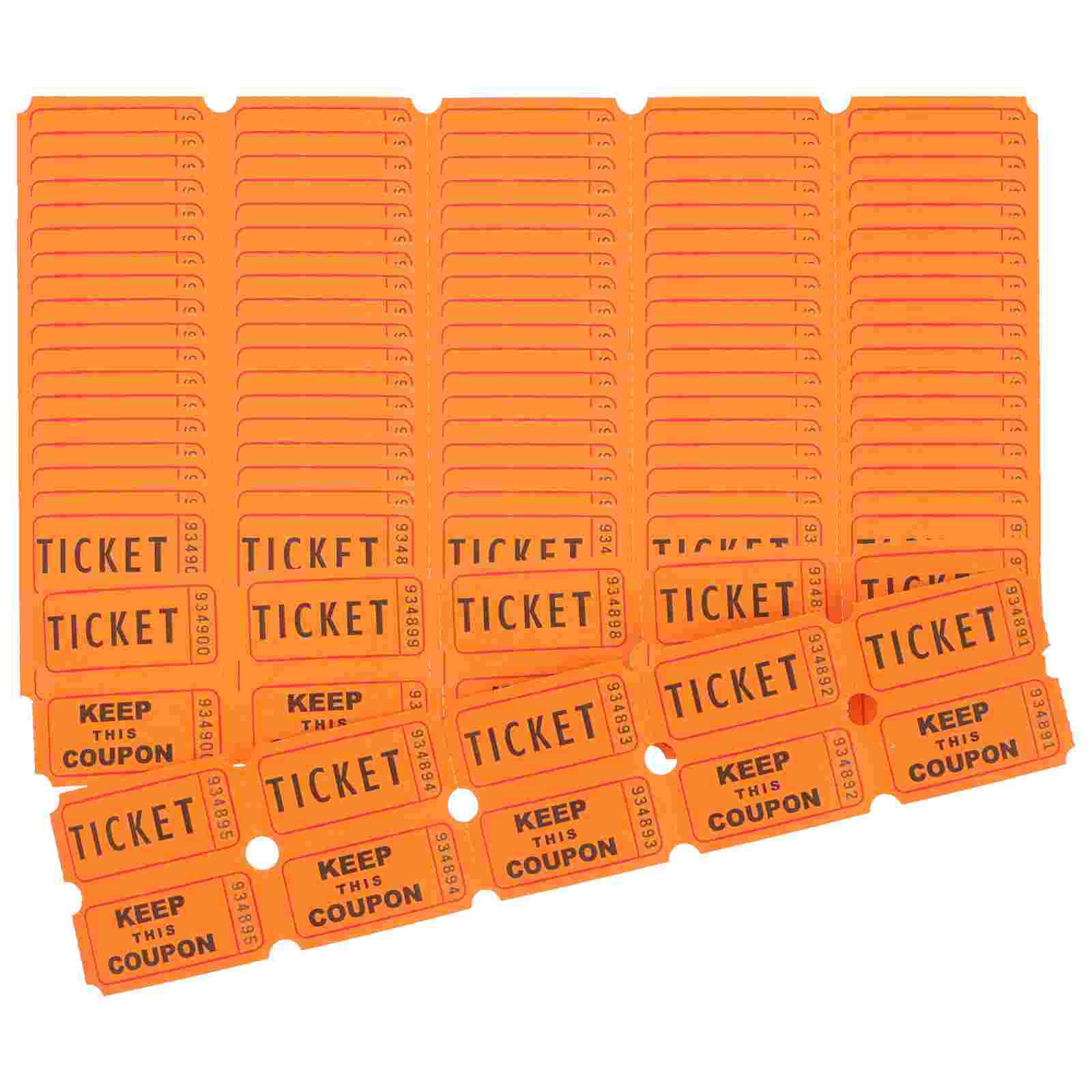 100 шт. Игрушечные лотерейные билеты Розыгрыш Билеты розыгрыша путешествий Карнавальные украшения Карнавальный декор Цирковые бумажные билеты Билеты Бирки оранжевый