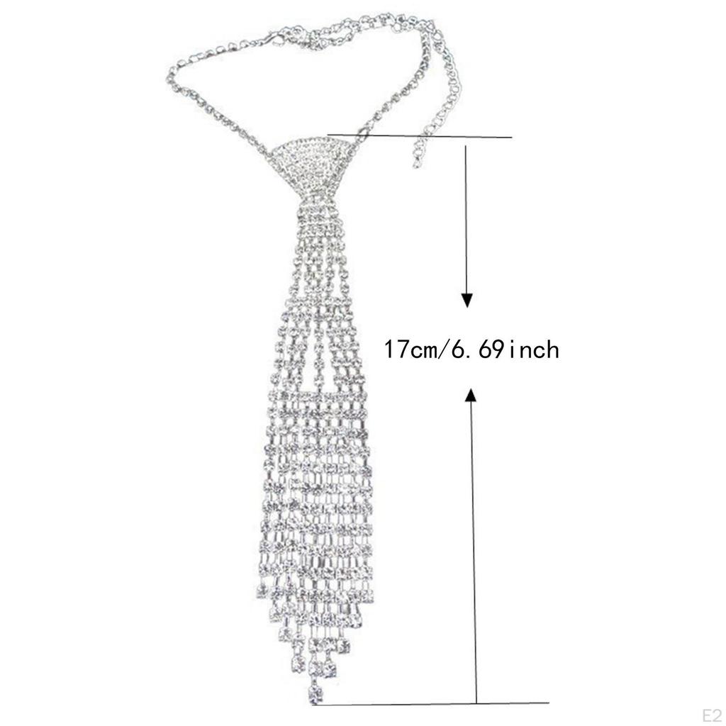 Rhinestone Necklace Tie Necktie Shine Decorative Dress Accessories for Women Girls