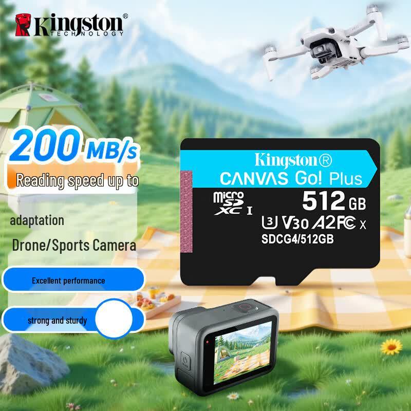 Kingston 512GB MicroSDXC U3 V30 A2 Memory Card