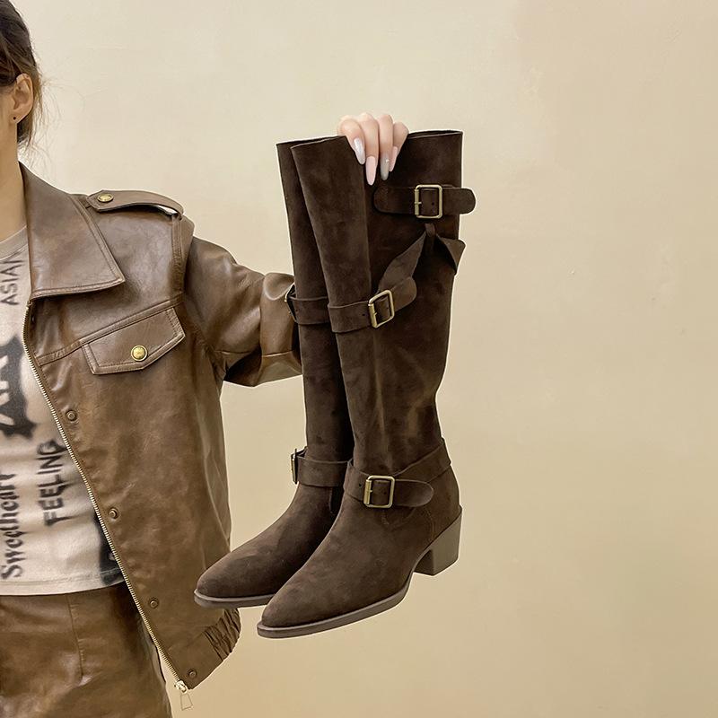 

Piaohong versatile retro style thick heel thick sole 2025 autumn and winter new boots women s western knight boots 40