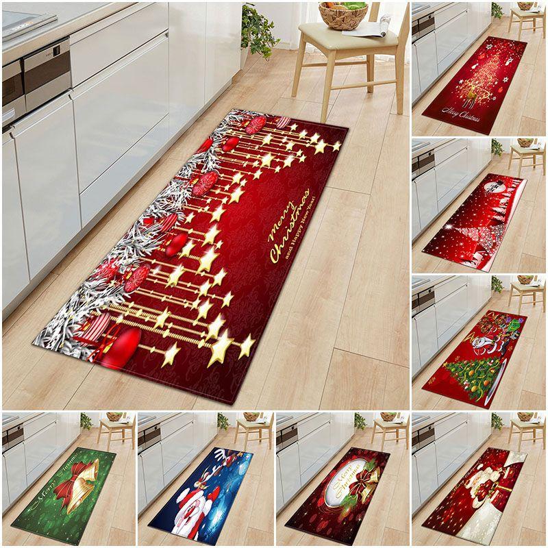 Door Floor Santa Mat Christmas Area Rug Holiday Kitchen Bedroom Mat Carpet Decor