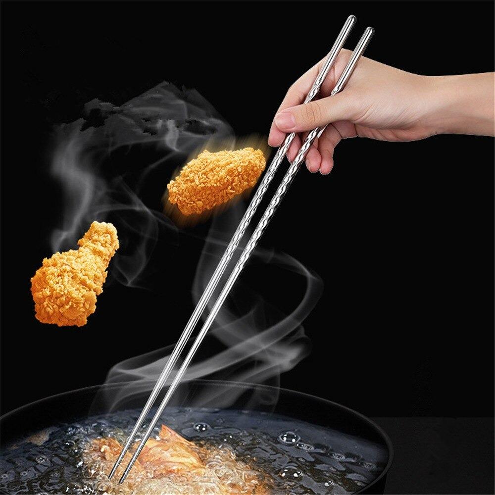 Cooking Chopsticks Stainless Steel Extra Long Cooking Chopsticks For Frying Food Noodles Sushi Chopsticks Kitchen Utensil