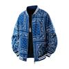 Men's Black Paisley Print Zip Up Track Jacket with Contrast Stripes
