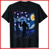 Valentine Van Gogh Starry Night Bigfoot Sasquatch Lover Black Cotton T-Shirt