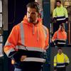 Visibility High Mens Reflective Safety Sweatshirt Tops Work Hooded Coat Jacket