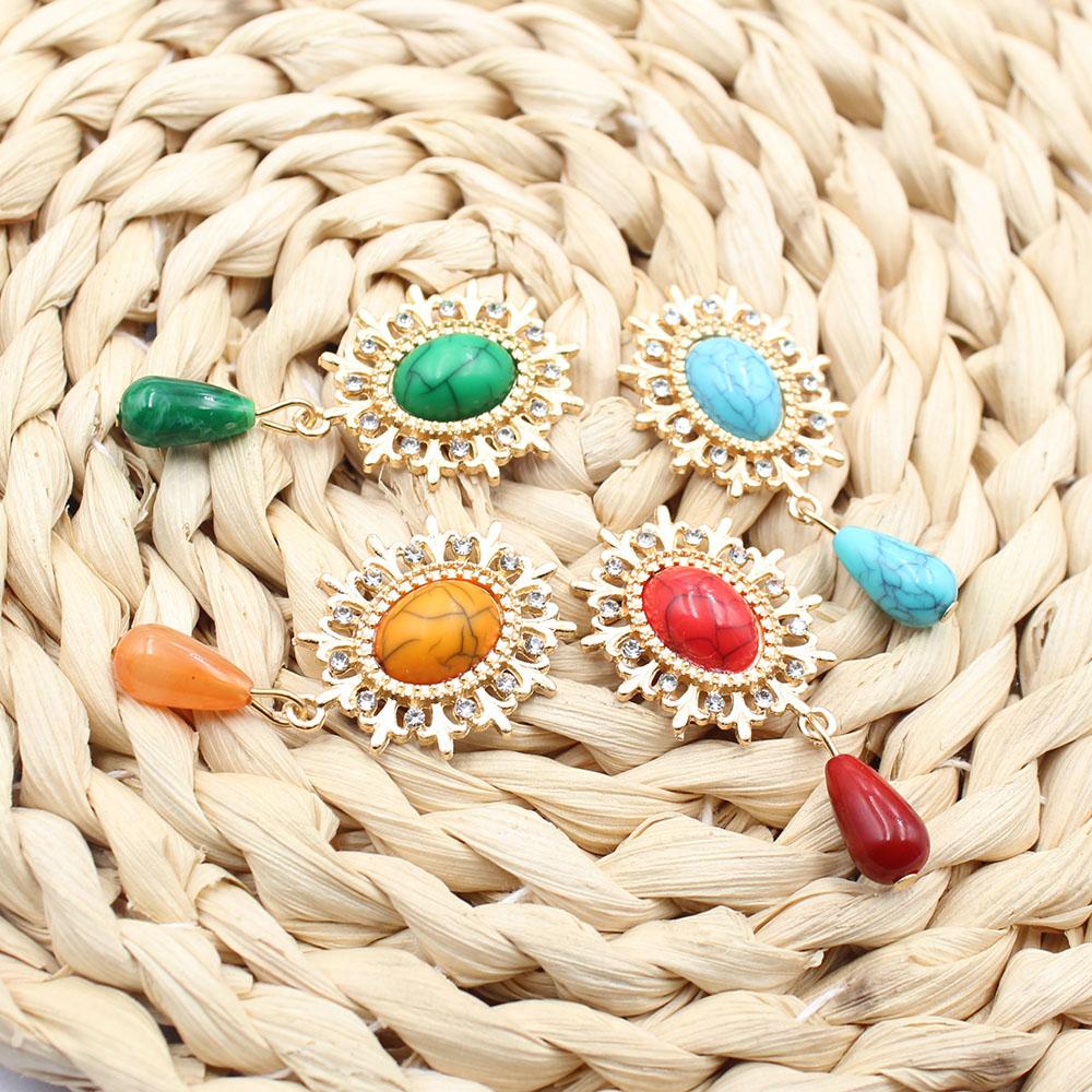 New 5 pieces of 25 * 50mm oval flat turquoise pendant DIY clothing, shoes, hats, forehead decoration pendant