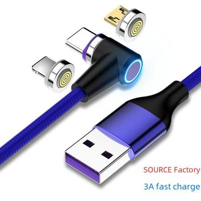 Cabo divisor magnético 3A, carregamento rápido de 5A de um para três, cabo de transferência de dados, compatível com Android e Tipo C