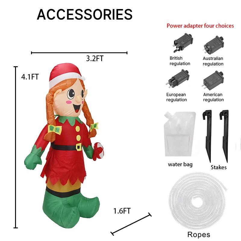 

5.91FT Giant Inflatable Toy Christmas Elf with LED Lights Festive Gifts Xmas Decorations for Yard Supplies Home Ornaments RU