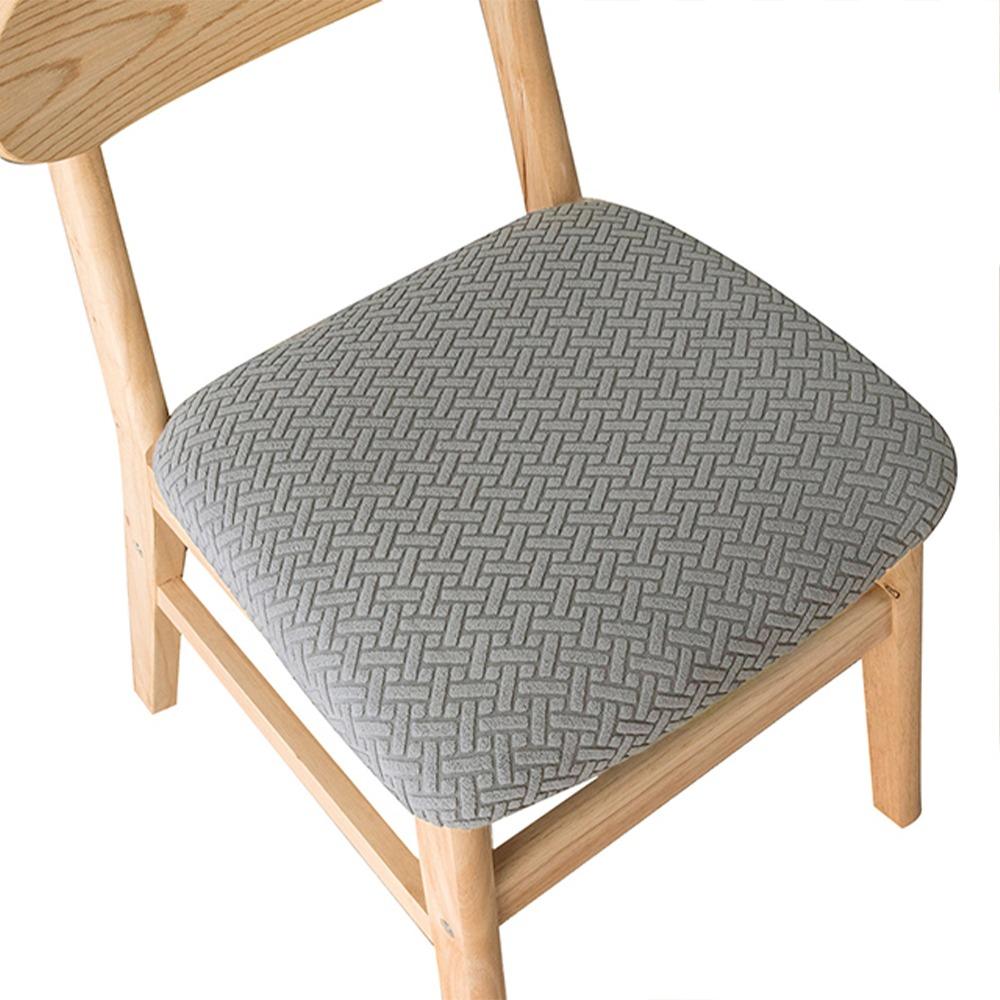 Jacquard Chair Cover Dining Room Plain Stretch Chair Seat Slipcover Removable Spandex Seat Cushion Cover Kitchen Restaurant Home