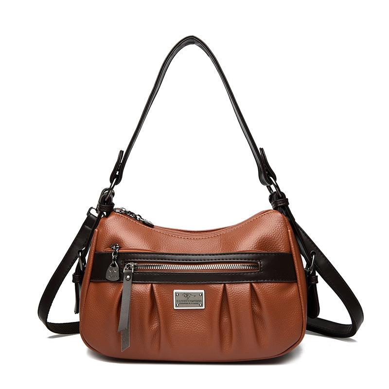 A Contrasting Color Crossbody Bag for Women with Multiple Compartments and A Large Capacity Single-shoulder Bag
