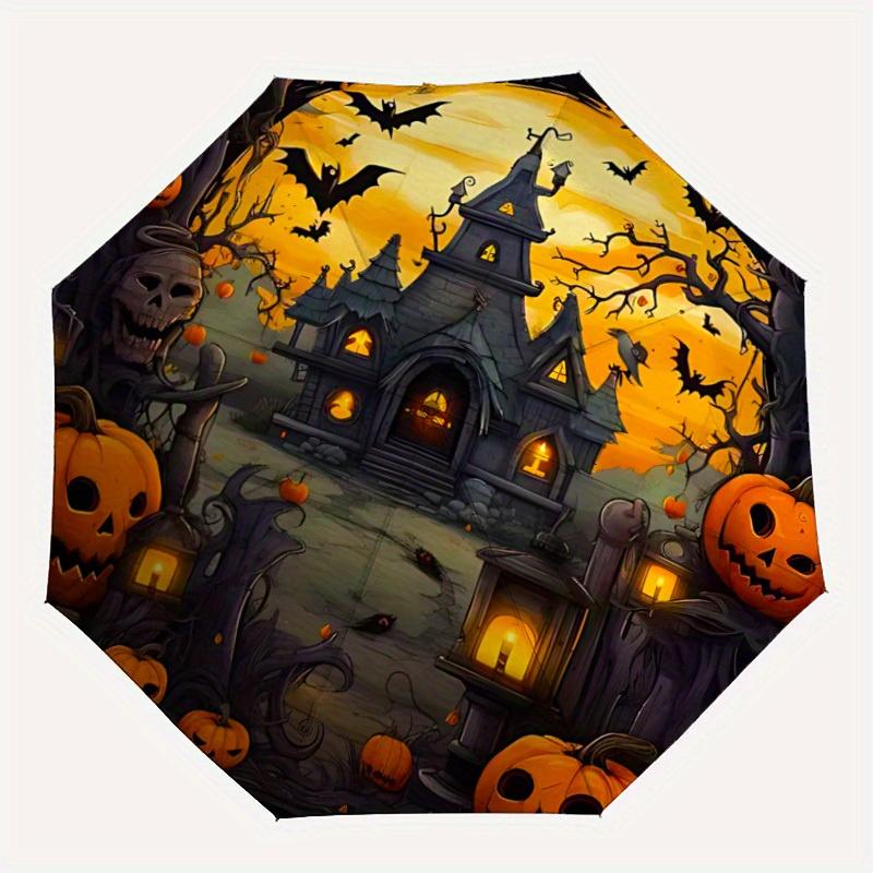 

1pc Halloween Haunted Automatic Open/close Umbrella, 8-Rib sturdy structure, Portable Travel Umbrella, Parties, Everyday Use, Outdoor Access