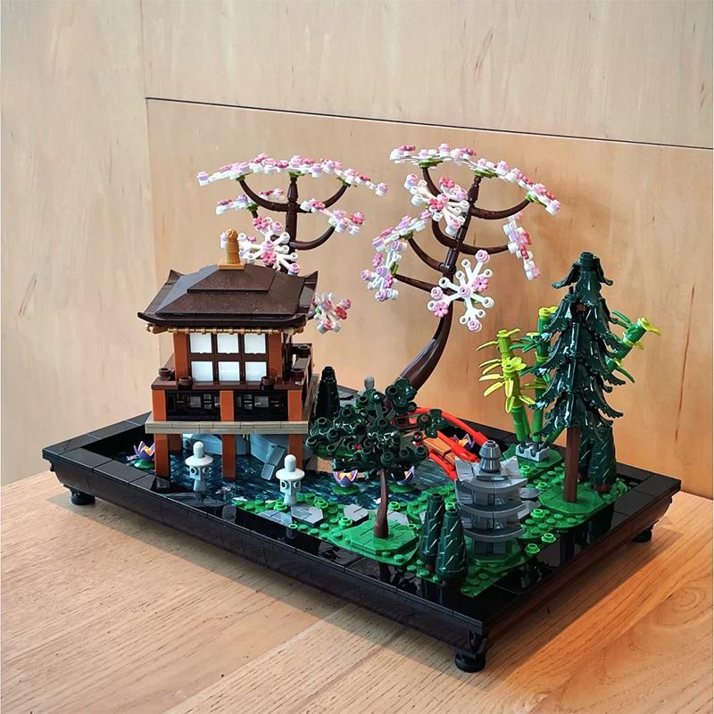 Креативный сад дзен строительные блоки бонсай дерево букет цветов кирпичи модель — фото 4