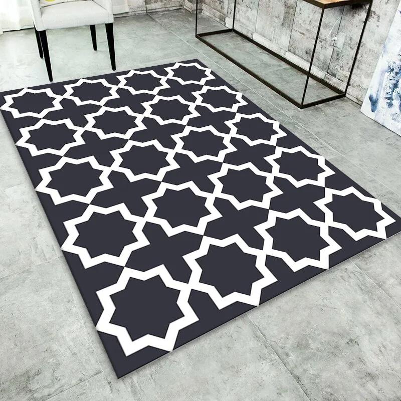 Black and White Grid Carpet Area Rug for Living Room Decoration Teenager Rugs for Bedroom Non-slip Carpets Home Decor Floor Mat