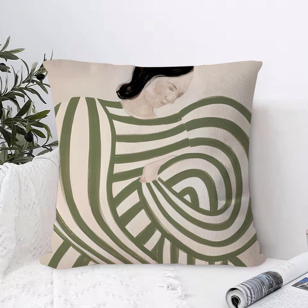 Abstract F-Figure Lines Girl Sofia Pillow Case Square Pillow Bedroom Sofa Leisure Comfort Cushion Living Room Home Decoration