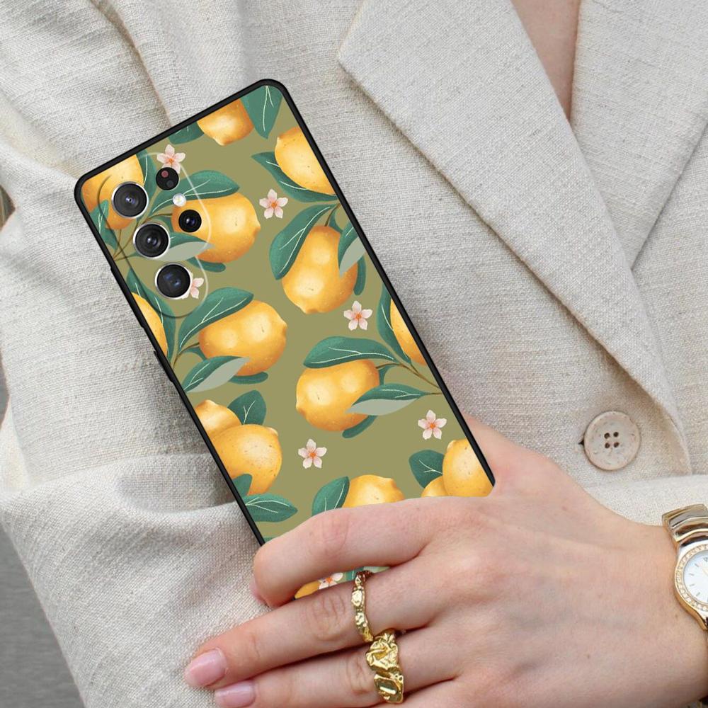 Summer Lemon and Leaf Cell Phone Case for Samsung Galaxy S26 Ultra S25 S24 S23 S22 S21 S20 Note10 Cover