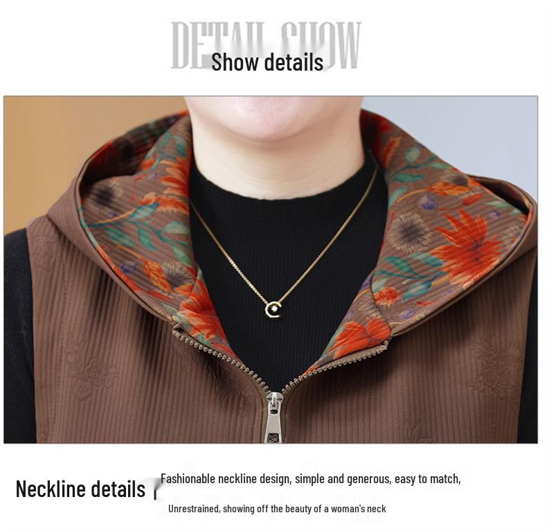 Plus Size Sleeveless Vest for Middle-aged and Elderly Women - Spring/Autumn Outerwear