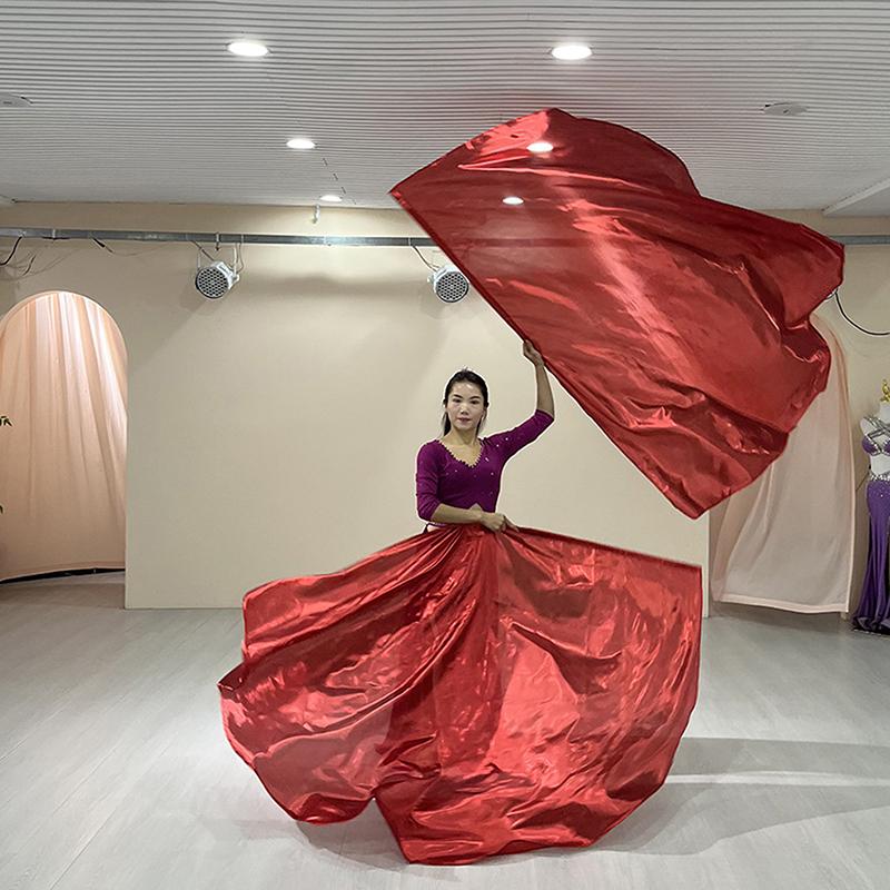 Dance Props Flag With Telescopic Sticks 140*140Cm Multiple Colors Belly Dance Semicircle Flags Performance Props Accessories