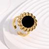 Stainless Steel Sun Flower Red Drip Oil Rings for Women Men Niche Personality No Fading Opening Rings Party Jewelrty Accessories