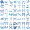 50 Cartoon Blue Bow Hand Tent Doodle Stickers DIY Decorative Guitar Notebook Suitcase