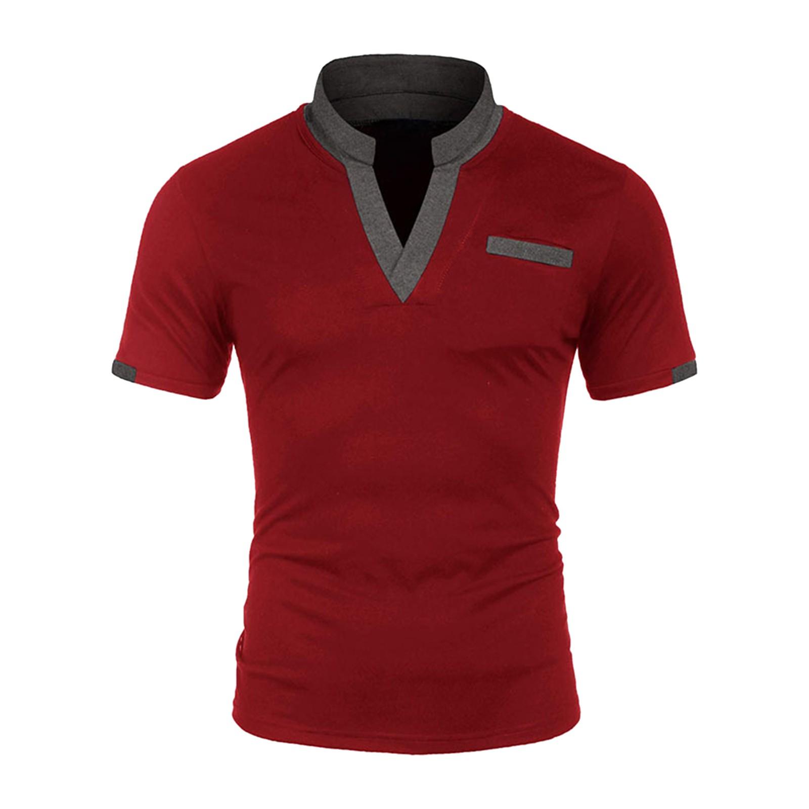 

Весенне-летняя однотонная мужская рубашка с цветными блоками, модный многоцветный топ M винный