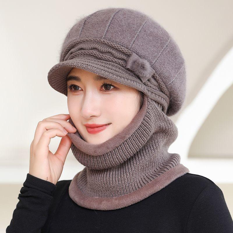 Winter Wool Hat One-piece Hat Women's Scarf Cycling Warm Face Knitted Hat Cold