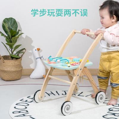 Dětská dřevěná chodítka/vycházkový vozík pro novorozence Multifunkční hračky na klepání korálků