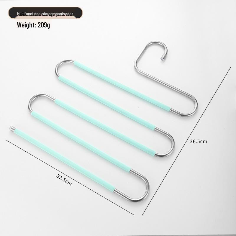 Stainless Steel S-Shaped Multi-Layer Folding Pants Hanger - Non-Slip, No-Trace Storage Solution for Home and Dormitory.