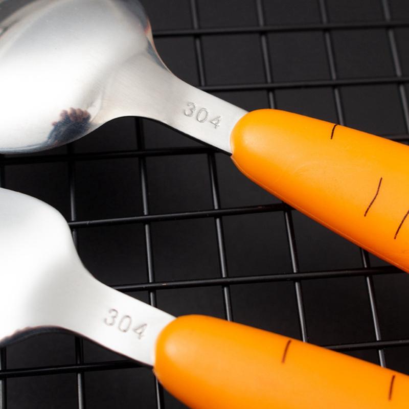 A93G Stainless Steel Baby Spoon Fork Short Handle Baby Children Tableware Gift Box Set Gift Home