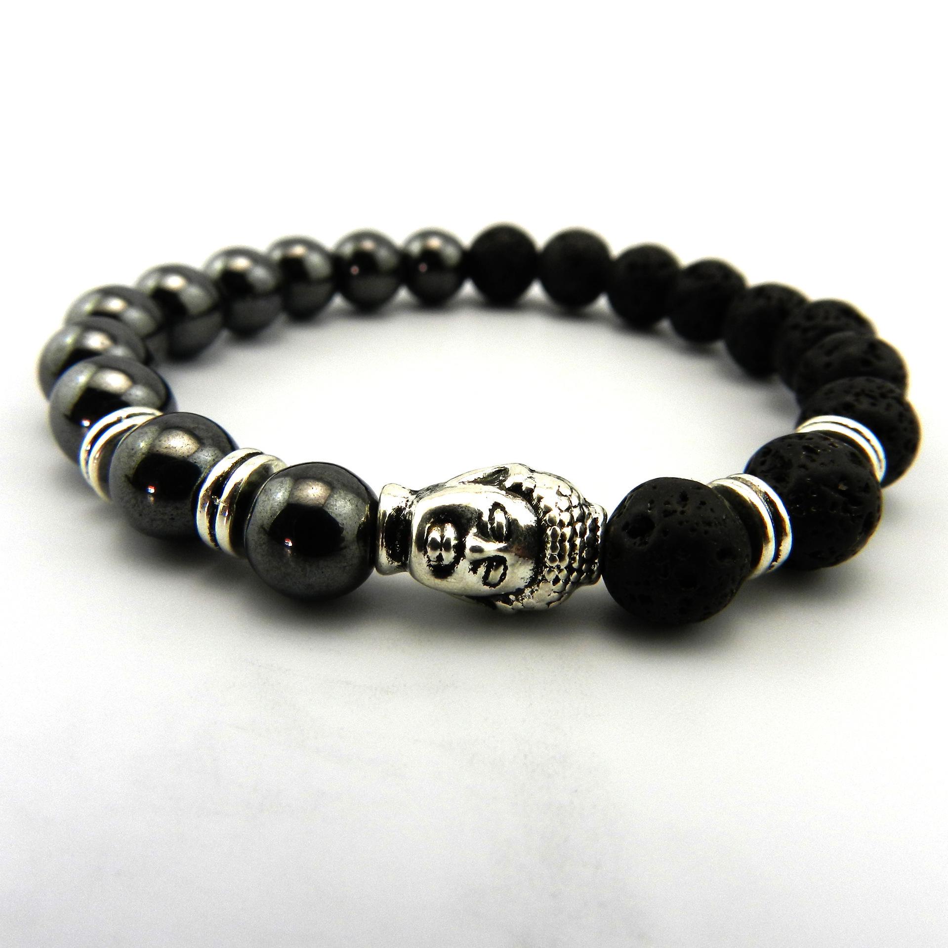 Men s 8mm Lava Stone & Black Gall Stone Beaded Religious Bracelet for Yoga. Black Gall Stone