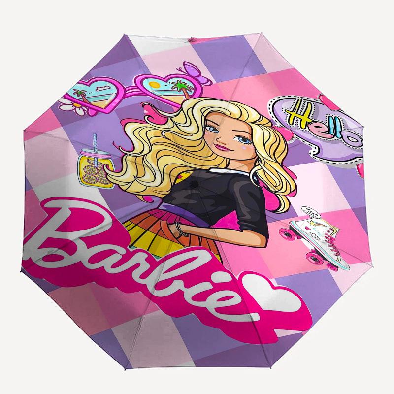 1pc Barbie Fashion Adventure Umbrella with Plastic Handle,Suitable for All Seasons Travel Outdoor Multi-functional UmbrellaDCS115