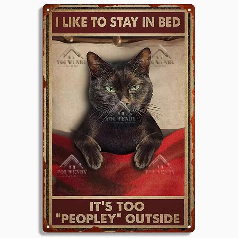 Retro Blechschild Plakette Metall Vintage Lustige Katzenkunst Poster Heimdekoration für Wohnzimmer Haustierbedarf Wanddekoration