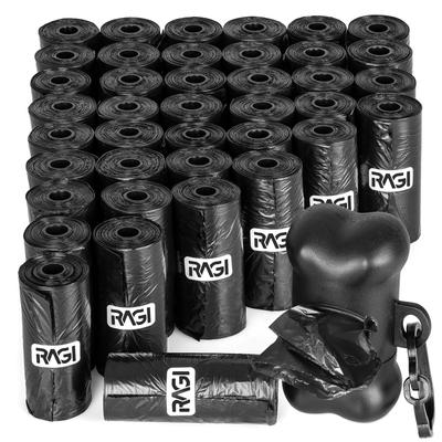 800 Poop Bags for Dog Cat, Black Plastic Pet Waste Bags, Dispenser with Leash Clip