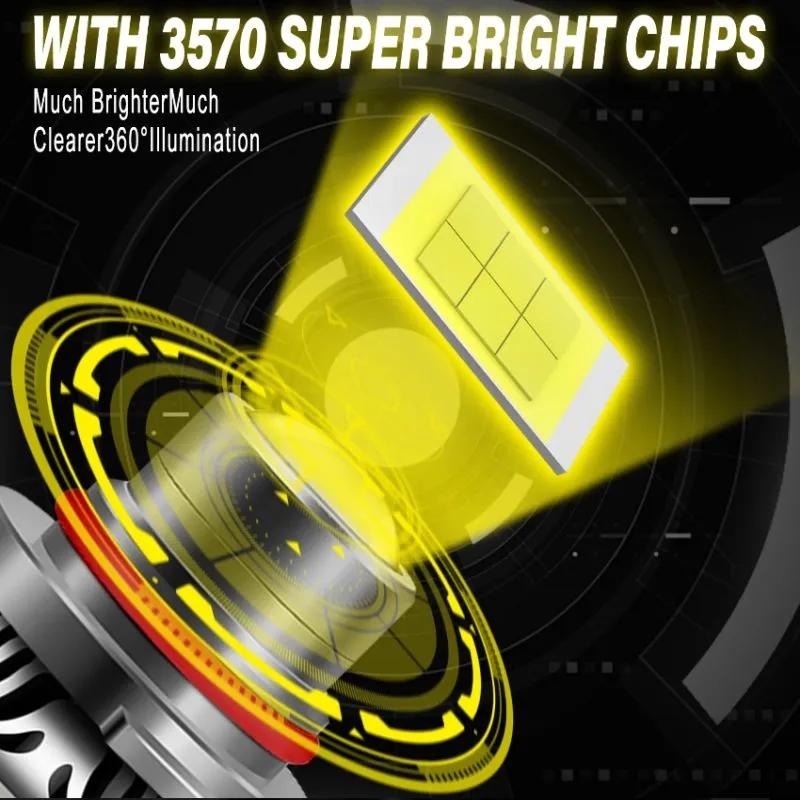 HB3 HB4 CSP Laser Lens LED Fog Light Bulbs Turbo Fog Lamp 3000K yellow Car 12V T3,2pcs.