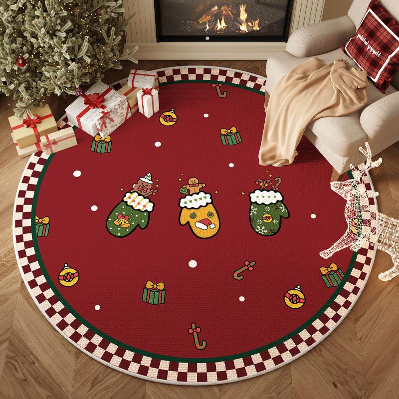 Christmas Wind Carpet Round Living Room Holiday Atmosphere Layout Floor Mat Winter Bedroom Bedside Floor Mat