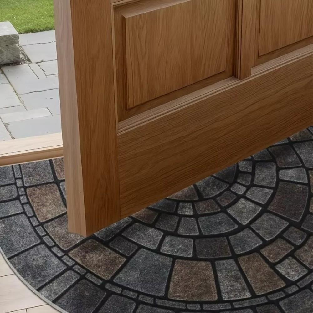Absorbent Half-Circle Door Mat Soft Non-Slip Floor Mat Unique Semi-Round Entry Mat  Front Door