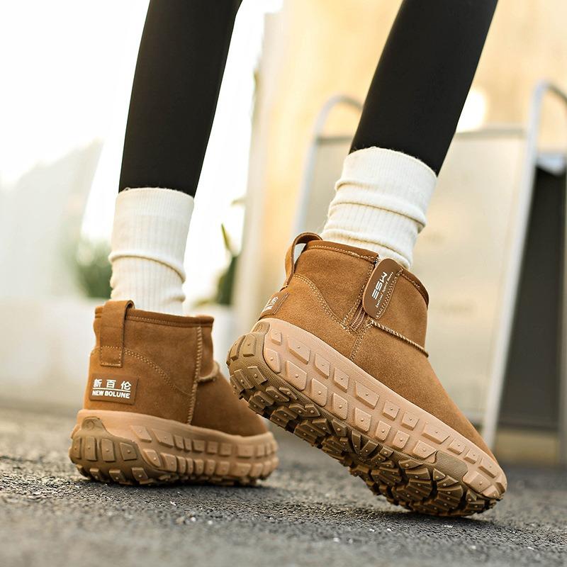 Tire sole snow boots women's winter new thick-soled retro short boots over fur versatile casual shoes tide