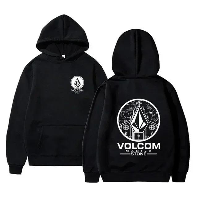 

Чоловічий модний худі Volcom Stone Двосторонній принт Осінь Зима Фліс Теплий Повсякденний Спортивний Оверсайз Топ Дихаючий Вуличний стиль Дорослий Светр S синій