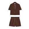 Beaded Belt High Waist Unisex Style Shorts 8073049 Lapel T-shirt Shory Style Suit Outwear 8073149