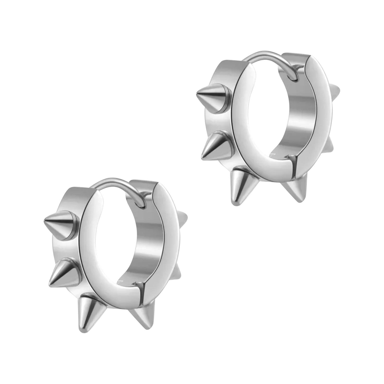 

Персонализированная застежка для ушей с шестью маленькими заостренными серьгами из титановой стали для мужчин, застежка для ушей из нержавеющей стали в стиле панк One Size