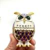 Elegant Owl Themed Jewelry Organizers With Diamonds Accent Secure Alloy Case for Rings Collections