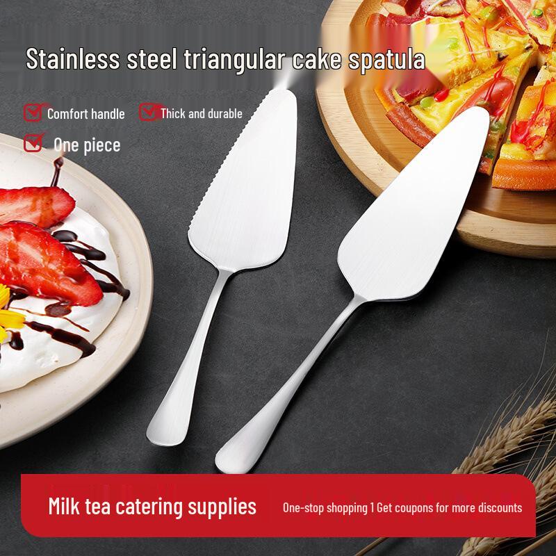Stainless Steel Cake Server & Fruit Fork Set with Cheese Slicer, Pizza Peel, Ice Cream, Birthday & Mooncake Knives