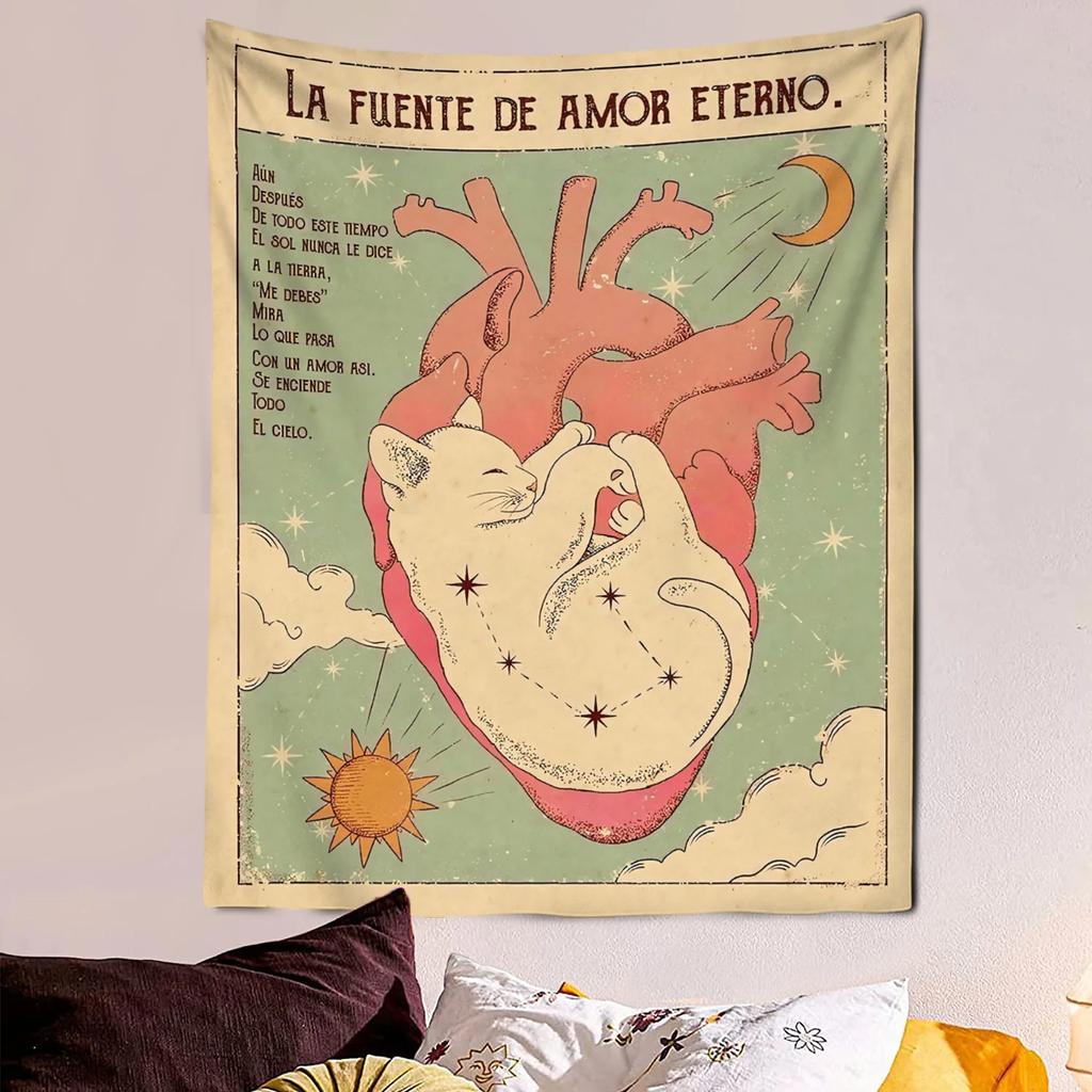 VIKAMA Adorable Cat Tarot Tapestry Cute Cartoon Wall Art Perfect for Bedrooms Dorm Rooms and Living Rooms