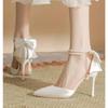 Fashion New Women Thin Heel Hollow Sandals Woman Pearl Butterfly Pointed Toe High Heels Pumps Womens Drees Shoes Wedding Shoes