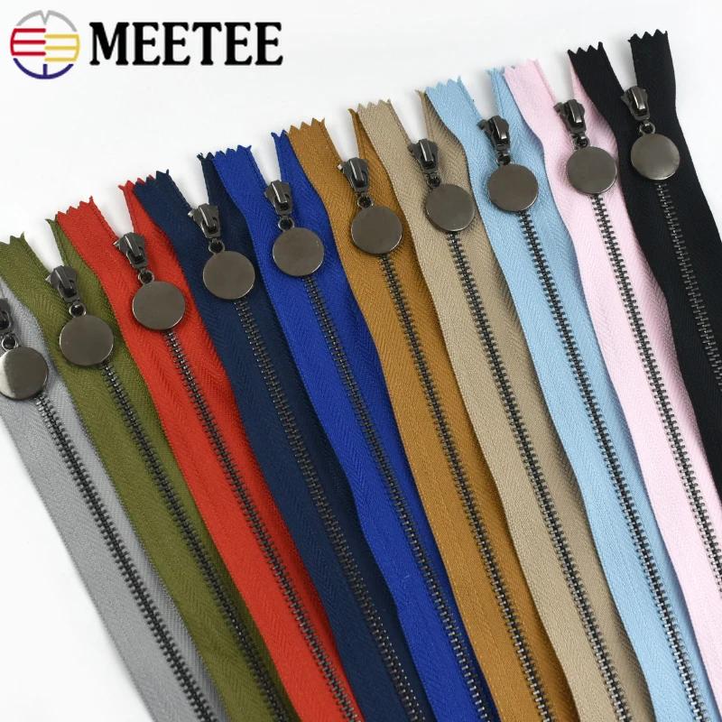 Meetee 3/5 Bucăți Kit de Reparație Fermoar Metalic #3 15-30cm Capăt Închis 40-70cm Capăt Deschis Fermoare pentru Buzunar Îmbrăcăminte Accesorii de Cusut