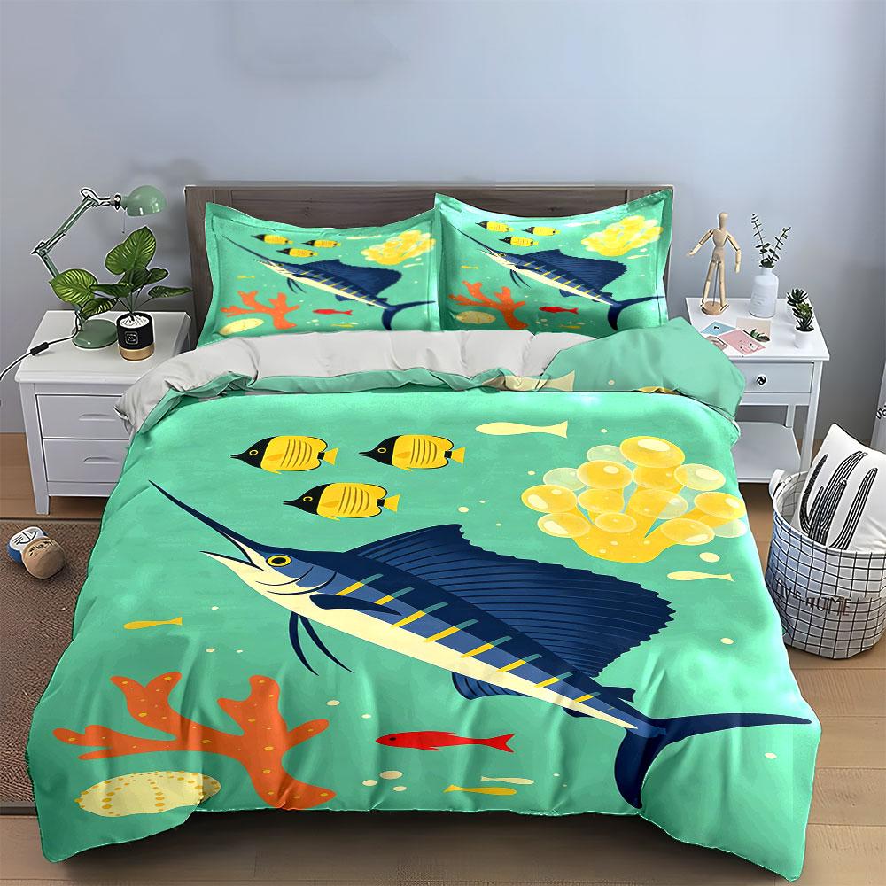 Fish and coral design. Bedding sets Duvet cover sets Duvet covers Pillowcases(1* Duvet Cover 2* Pillowcases without duvet insert)